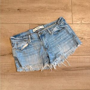Abercrombie & Fitch Y2K Cutoff Low Rise Frayed Denim Shorts